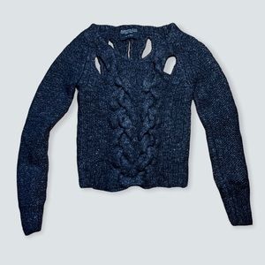 BLACK All Saints Womens Wool Knit Braided Cutout Sweater Size US 6/ UK 10 EUC